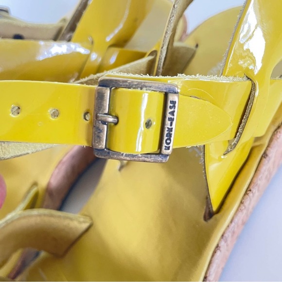 Kork-ease Myrna Sandal Patent Yellow Leather Cork Wedge Retro Comfort Buckle 7 - Picture 6 of 11